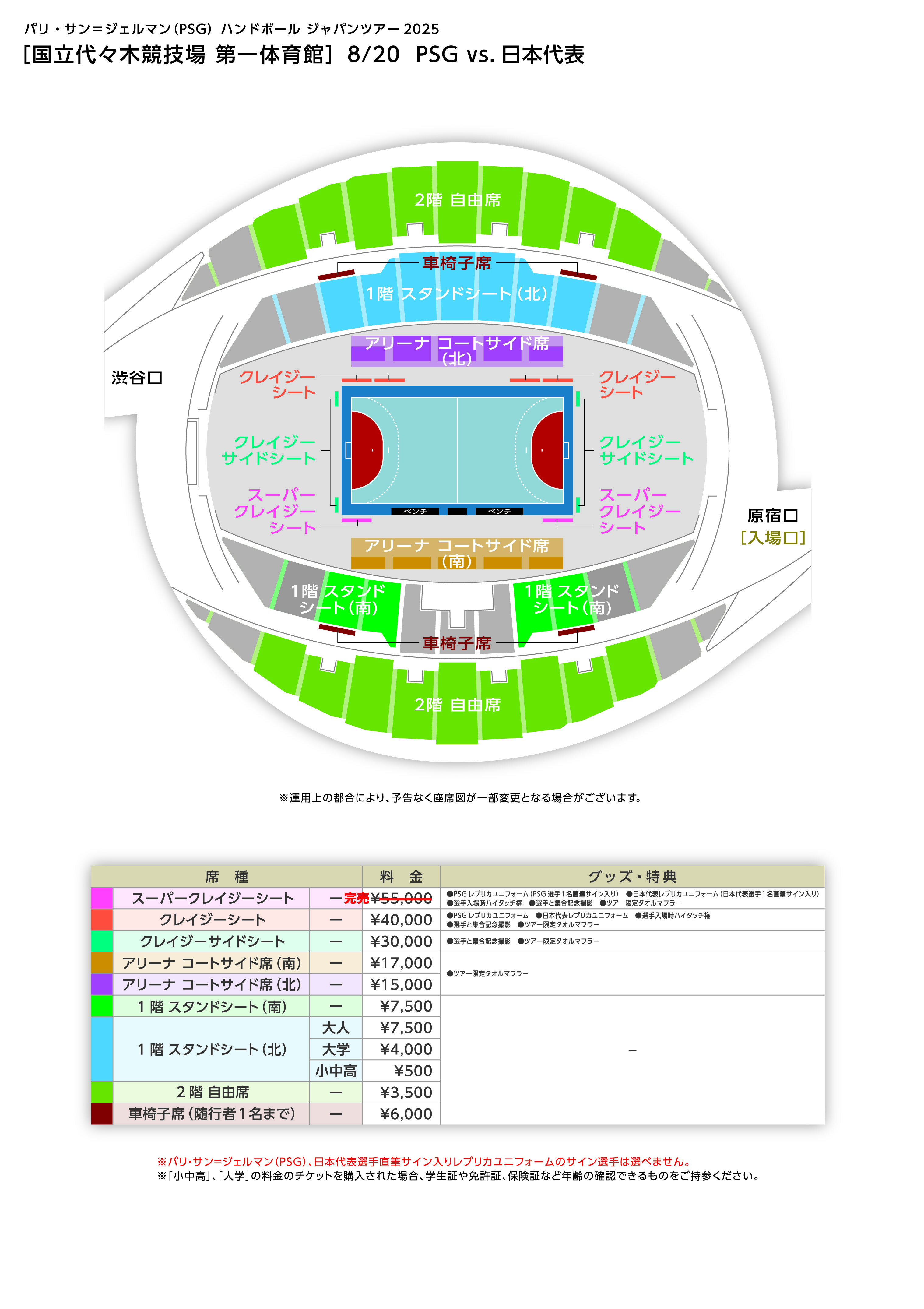 パリ・サン=ジェルマン ハンドボールジャパンツアー2025」観戦チケット